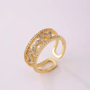 18K Real Gold Color Retaining Four Heart Ring