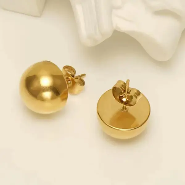 Wholesale 1 Pair Simple Style Round 201 Stainless Steel Gold Plated Ear Studs