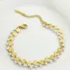 Wholesale 304 Stainless Steel Ginkgo Leaf PVD Coated Pearl Real Gold Plated Gold Plated Elegant Waterproof Non Tarnish Beaded Plating Gold Bracelets