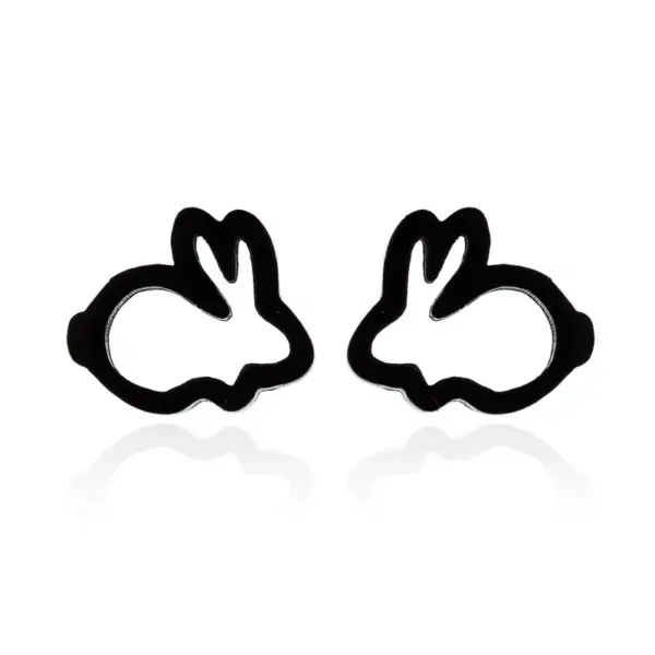 PVD Coated 18K Gold Real Gold Plated Rabbit Animal 304 Stainless Steel Japanese Style Waterproof Non Tarnish Ear Studs