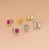 1 Piece 316L Stainless Steel Copper Zircon Ear Cartilage Rings & Studs Heart Shape Butterfly Waterproof Non Tarnish Surgical Steel