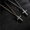 Wholesale Simple Cross Pendant Preserving Electroplated Copper Micro-inlaid Zircon Necklace