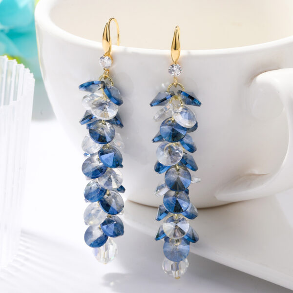 Wholesale Cross-border European and American Jewelry Hot Sale Long Crystal Earrings Light Luxury High-end Colorful Crystal Water Drop Earrings for Women