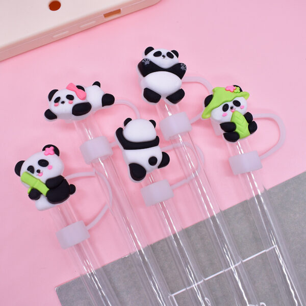 Wholesale Random 10pcs 8/10MM cute panda dust plug DIY cup straw accessories