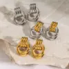 Wholesale 304 Stainless Steel Geometric Solid Color PVD Coated 18K Real Gold Plated Real Gold Plated 18K Gold IG Style Waterproof Non Tarnish Plating Gold Drop Earrings