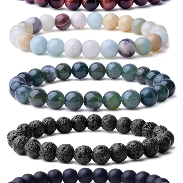 Wholesale Ethnic Style Solid Color Natural Stone Agate Beaded Bracelets