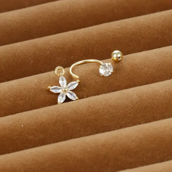 Wholesale 1 Piece Ig Style Simple Style Leaf Heart Shape Crown Plating Inlay Copper Zircon Cartilage Earrings