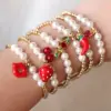 Wholesale Copper Ball Chain Beaded Pearl Cherry Strawberry Chili Bracelets