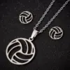 Wholesale PVD Coated 18K Gold Real Gold Plated Volleyball 201 Stainless Steel Fashion Korean Style Waterproof Non Tarnish Pendant Necklace Ear Studs