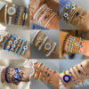 Wholesale Cross-border Bohemian Personality Devil's Eye Bracelet suit Design Sense Round Bead Eye Multi-layer Stacked Bracelet