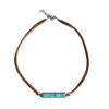 Wholesale Cross-border Hot Sale European and American Style Simple Jewelry Turquoise Fashion Geometric Long Strip Western Denim Vintage Leather Rope Necklace