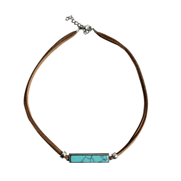 Wholesale Cross-border Hot Sale European and American Style Simple Jewelry Turquoise Fashion Geometric Long Strip Western Denim Vintage Leather Rope Necklace
