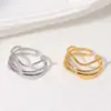 Wholesale PVD Coated Real Gold Plated Stripe Stainless Steel Simple Style Waterproof Non Tarnish Open Ring