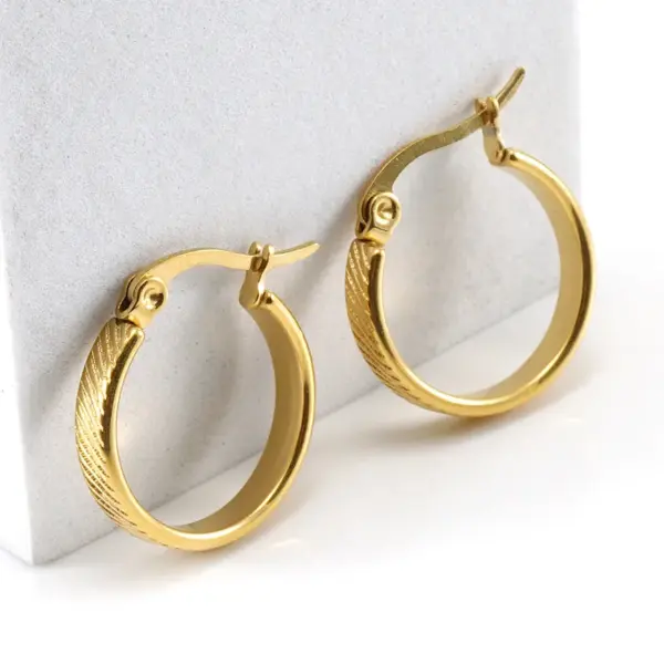Wholesale Fashion Round Gold Plated 304 Stainless Steel 18K Gold Plated Stainless Steel Earrings