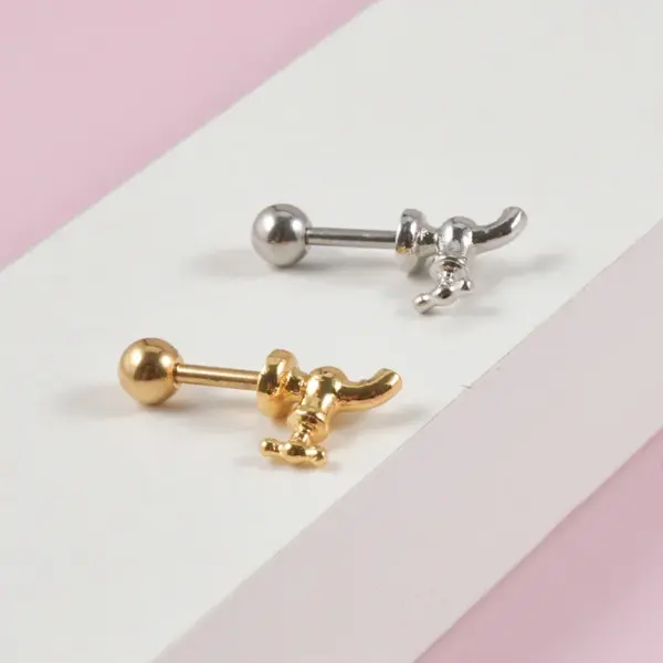Wholesale PVD Coated 18K Gold Plated Faucet 304 Stainless Steel Resin Novelty Simple Style Waterproof Non Tarnish Ear Studs