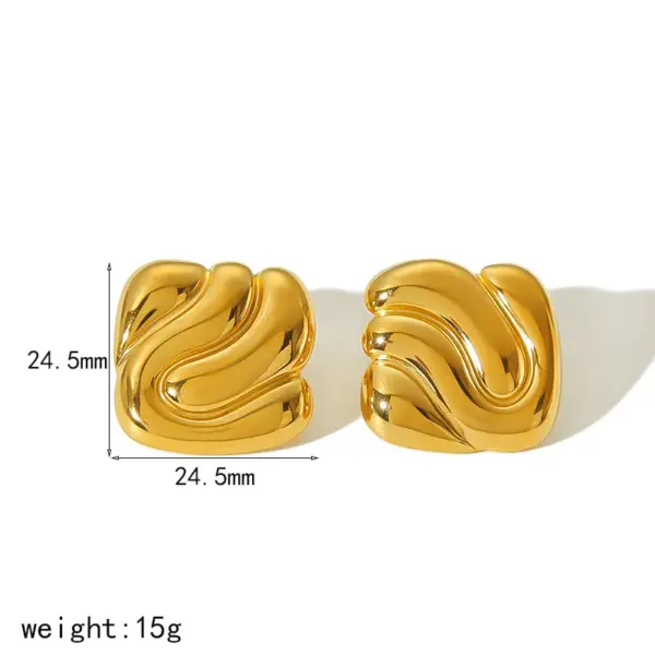 PVD Coated Real Gold Plated 18K Gold Geometric Solid Color 304 Stainless Steel Exaggerated IG Style Waterproof Non Tarnish Ear Studs