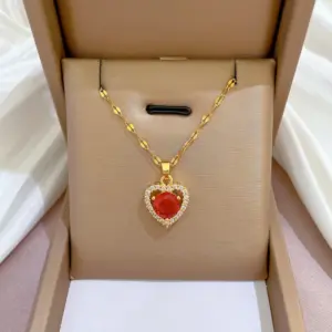 G511 Red Titanium Steel Chain Copper Pendant