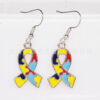 Wholesale Autism Autism Autism Color Puzzle Earrings Alloy Dropping Oil DIY Puzzle Autism Ladies Earrings