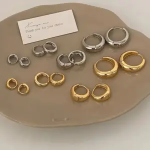 1 Pair Basic O-Shape Round 304 Stainless Steel 18K Gold Plated Earrings