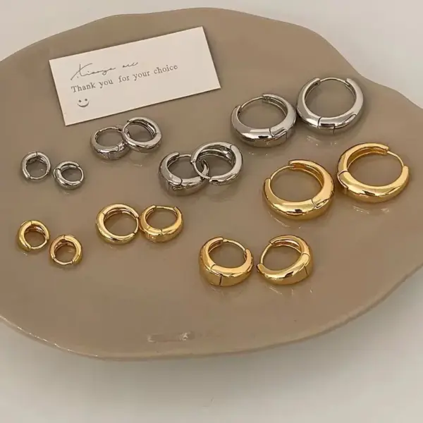 1 Pair Basic O-Shape Round 304 Stainless Steel 18K Gold Plated Earrings