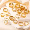 Wholesale 304 Stainless Steel Heart Shape Ion Plating (IP) 18K Gold Plated Modern Style Waterproof Non Tarnish Plating Hollow Out Rings