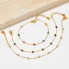 Wholesale PVD Coated Real Gold Plated 16K Gold White Gold Plated Gold Plating Round 304 Stainless Steel Simple Style Waterproof Non Tarnish Bracelets Anklet