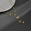 PVD Coated Real Gold Plated 18K Gold Star Moon Butterfly Titanium Steel Sweet Simple Style Waterproof Non Tarnish Titanium Steel Layered Necklaces