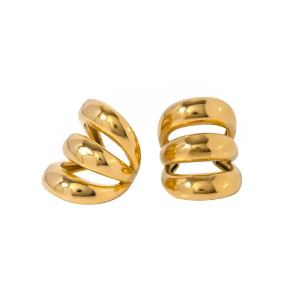 Wholesale PVD Coated Real Gold Plated 18K Gold Solid Color 304 Stainless Steel IG Style Waterproof Non Tarnish 304 Stainless Steel Ear Cuffs