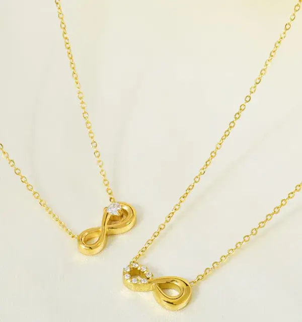 Wholesale Jewelry Simple Style Infinity Titanium Steel Zircon Inlay Pendant Necklace