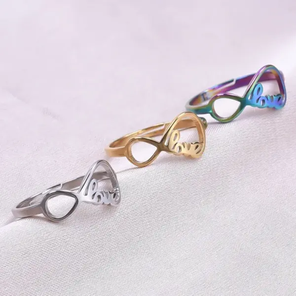 Wholesale PVD Coated Real Gold Plated 18K Gold Letter 304 Stainless Steel Streetwear Waterproof Non Tarnish Open Ring