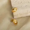 304 Stainless Steel Solid Color PVD Coated 18K Gold Plated Real Gold Plated 18K Gold Simple Style Waterproof Non Tarnish Plating Gold Sier Ear Studs