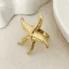 Wholesale Ion Plating (IP) 14K Gold Real Gold Plated Pentagram Starfish 304 Stainless Steel Simple Style Classic Style Waterproof Non Tarnish Open Rings
