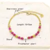 Wholesale Sweet Flower 304 Stainless Steel Artificial Pearl Bracelets In Bulk