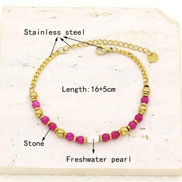 Wholesale Sweet Flower 304 Stainless Steel Artificial Pearl Bracelets In Bulk
