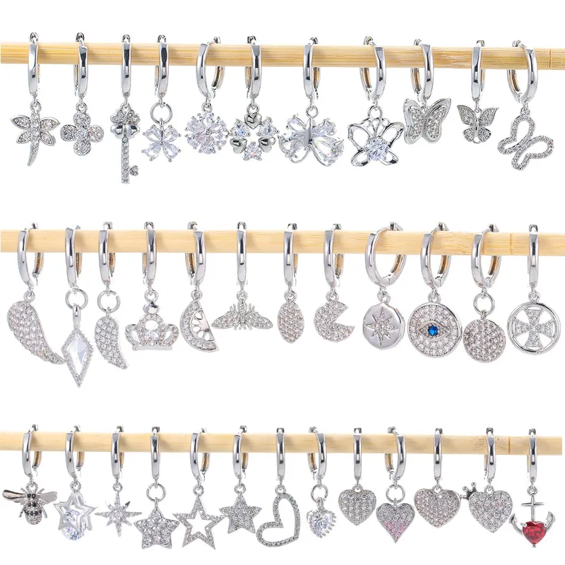 Wholesale Fashion Geometric Inlay Copper Zircon Charm Sper Hoop Earrings Earrings