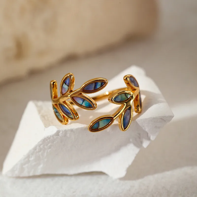 Wholesale Jewelry Elegant Simple Style Leaves 304 Stainless Steel Open Rings