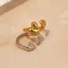 PVD Coated Real Gold Plated 18K Gold Heart Shape 304 Stainless Steel Casual Retro Marine Style Waterproof Non Tarnish Open Rings