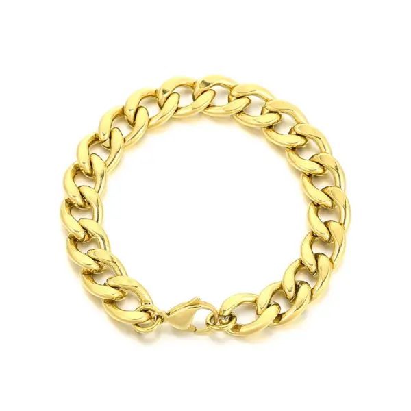Wholesale 304 Stainless Steel Solid Color PVD Coated Stone-Free 18K Gold Plated Hip-Hop Waterproof Non Tarnish Plating Bracelets