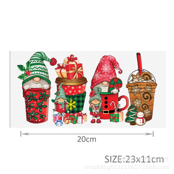 Wholesale Christmas Series Ice Cream Cartoon Uv Dtf Transfer Cup Sticker Crystal Label Peel and Stick 24Cmx11Cm