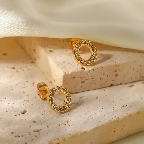 PVD Coated Real Gold Plated Round 304 Stainless Steel Simple Style Waterproof Non Tarnish 304 Stainless Steel Earrings