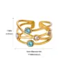 Wholesale Retro Exaggerated Turquoise Cat's Eye Stone Stainless Steel Ring Women's Open Finger Jewelry High-End Geometric Pattern Design