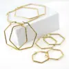 Wholesale Simple Style Hexagon Plating Titanium Steel Earrings