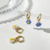Wholesale Fashion Retro Earrings Acrylic Small Daisy Copper Earrings