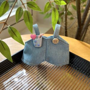 Denim overalls-light blue milk tea buttons