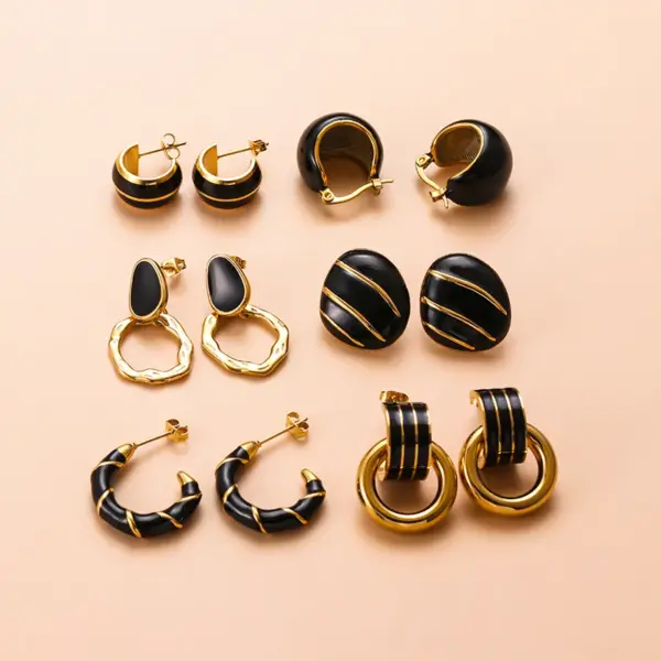 Simple Style Round Enamel Plating 304 Stainless Steel Earrings Ear Studs