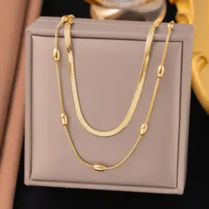 H1156 Necklace Gold Bead + Blade