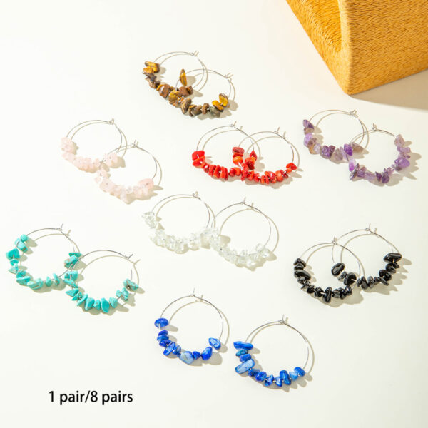 Wholesale Europe and the United States cross-border new versatile irregular gravel earrings Bohemian crystal gravel earrings