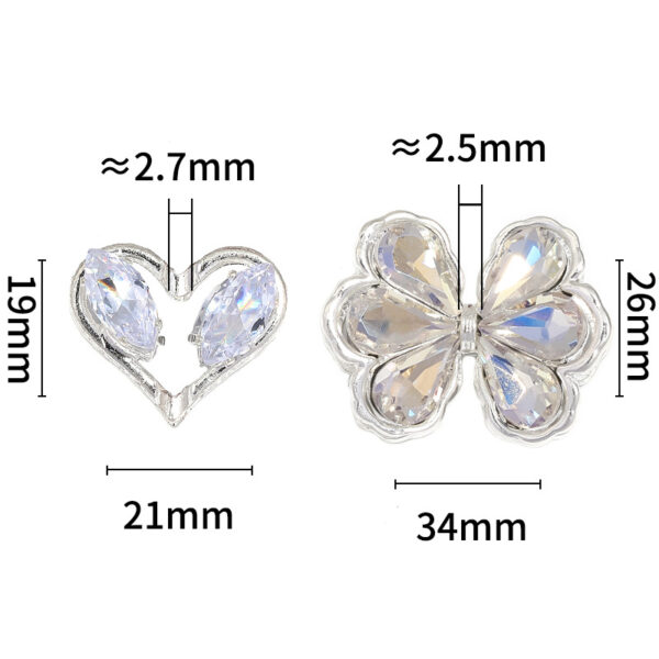 Wholesale Flash rhinestone love bow alloy through-hole beads diy heavy industry mobile phone chain adorable beads pen accessories
