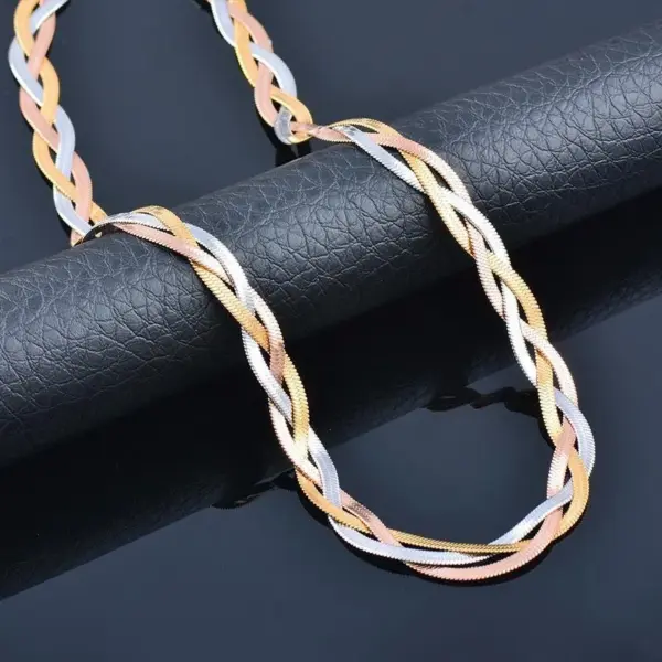 Wholesale Fashion Simple Style Geometric Titanium Steel Plating Braid Necklace