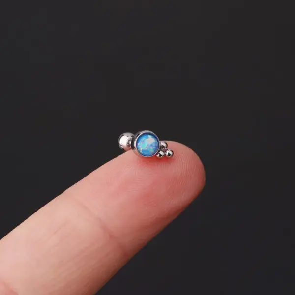 Ear Cartilage Rings & Studs Fashion Geometric 316L Stainless Steel Inlaid Gemstone